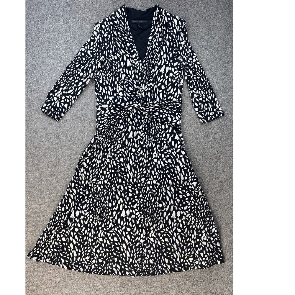 WHBM White House Black Market Dress Knee Length A Line Geometric Size 8